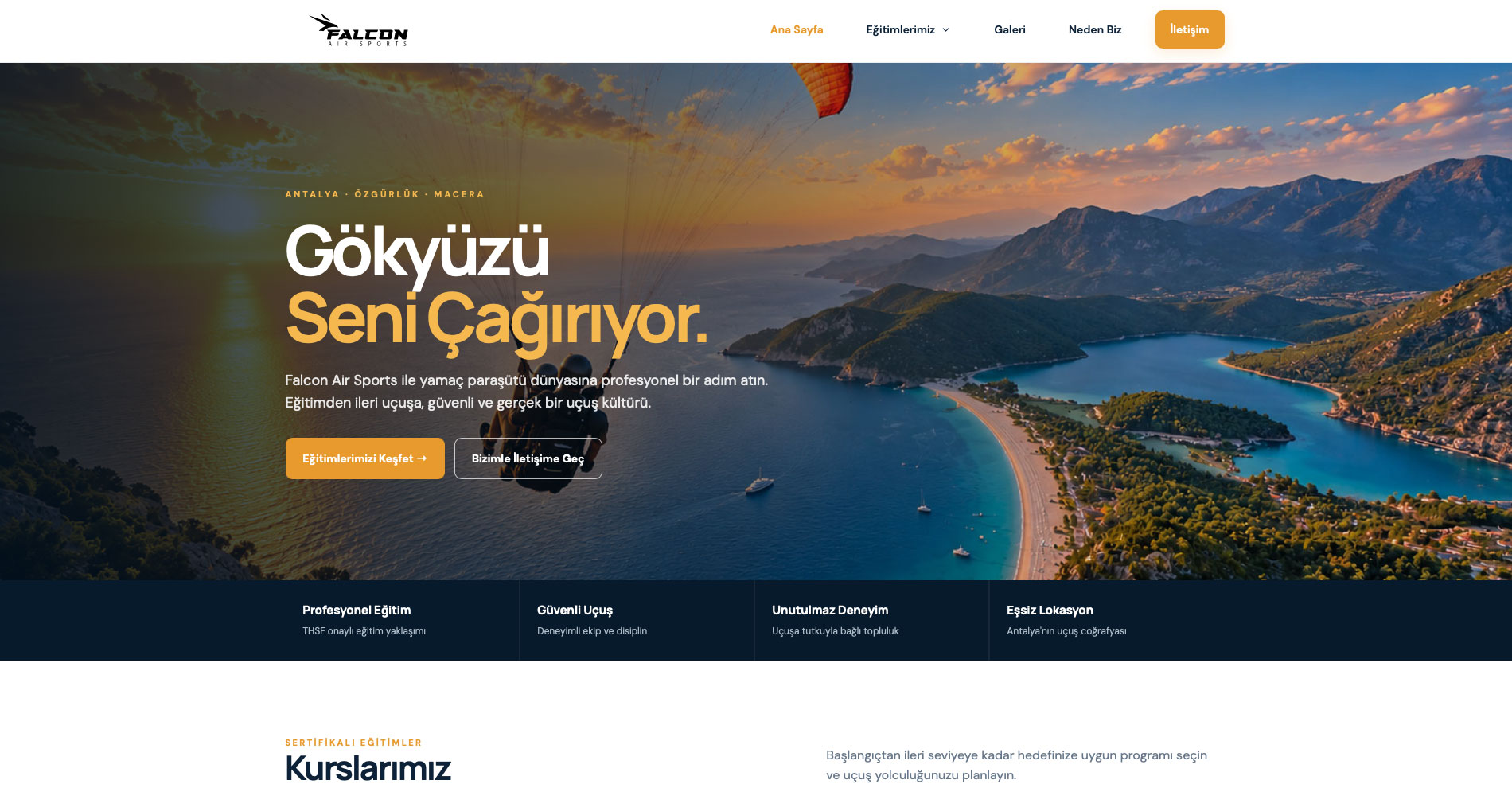 Falcon Air Sports web tasarım projesi