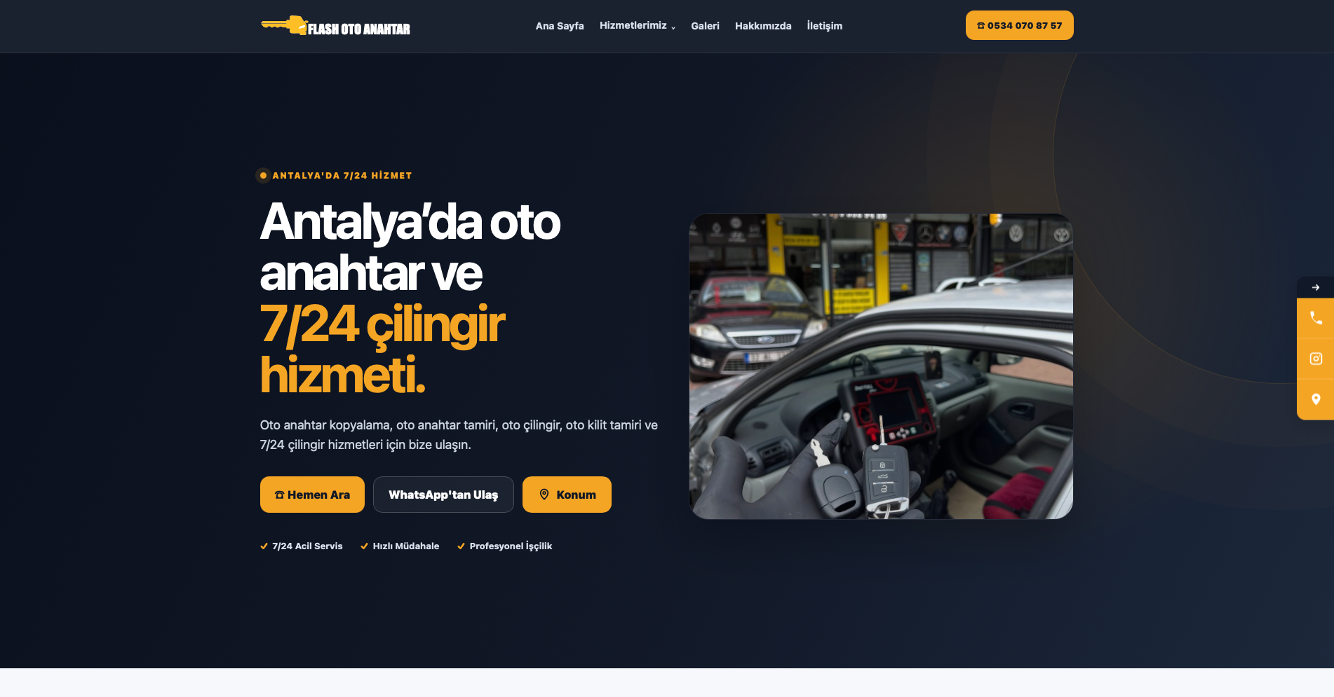 Flash Oto Anahtar web tasarım projesi