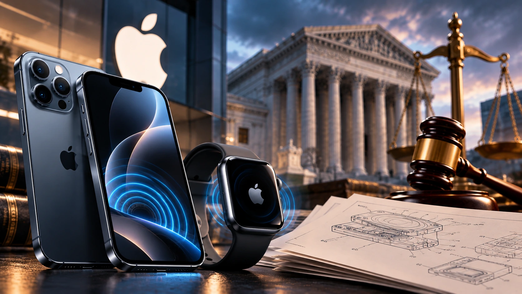 Apple Taptic Engine teknolojisi ve patent davasını temsil eden teknoloji görseli