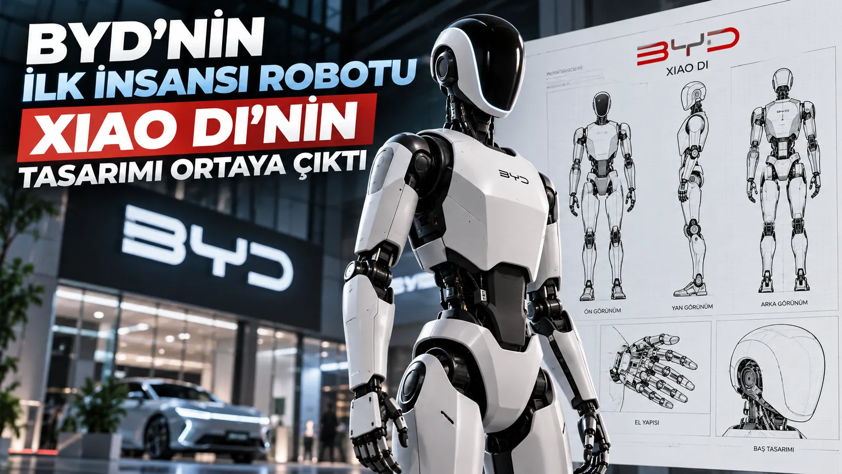 BYD'nin Xiao Di adlı insansı robot projesine ait patent tasarımı