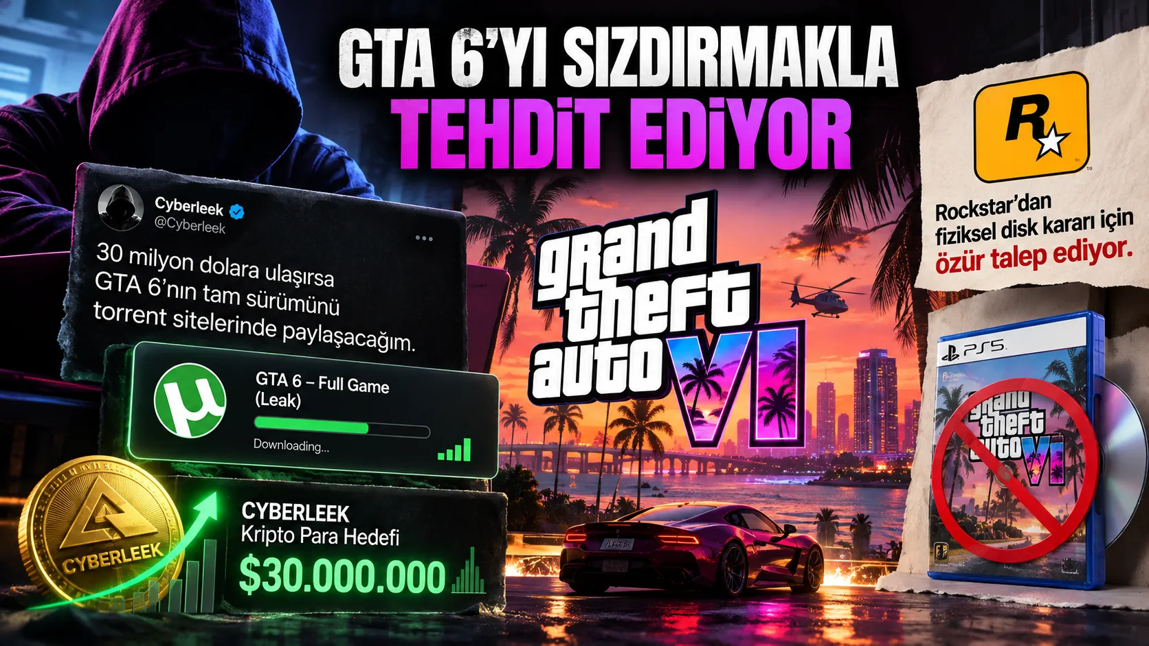 GTA 6’nın tam sürümünü sızdırma tehdidi ve Cyberleek’in Rockstar Games’e yönelik talepleri
