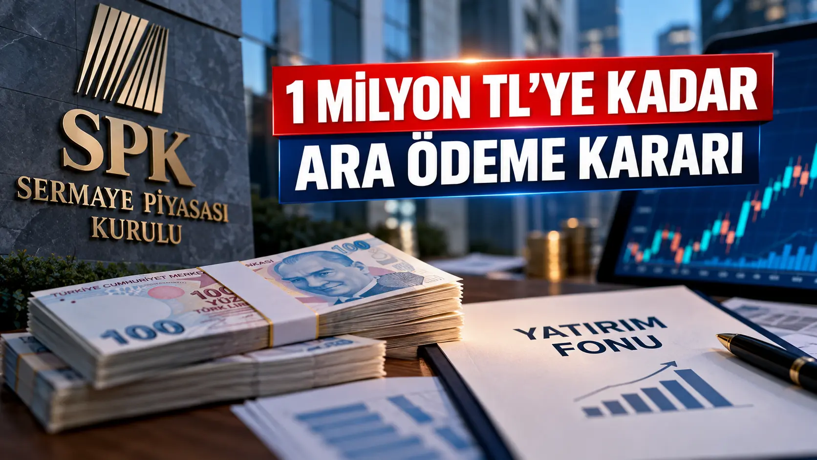 Tasfiye sürecindeki yatırım fonları için 1 milyon TL ara ödeme kararını gösteren finans görseli