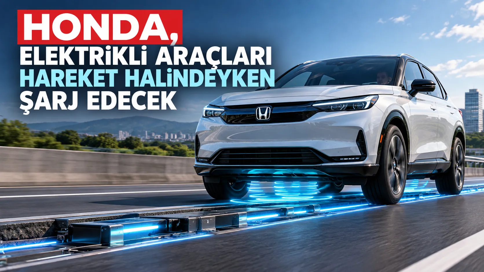 Honda'nın hareket halindeki elektrikli araçları kablosuz şarj etmeyi amaçlayan yol teknolojisi