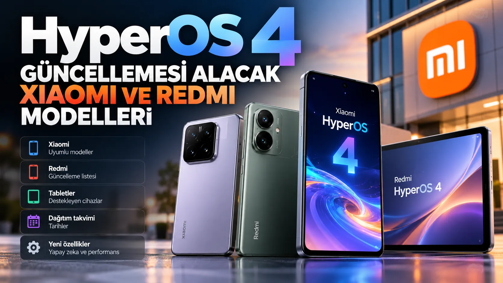 Xiaomi ve Redmi telefonlarda HyperOS 4 güncellemesini temsil eden arayüz görseli