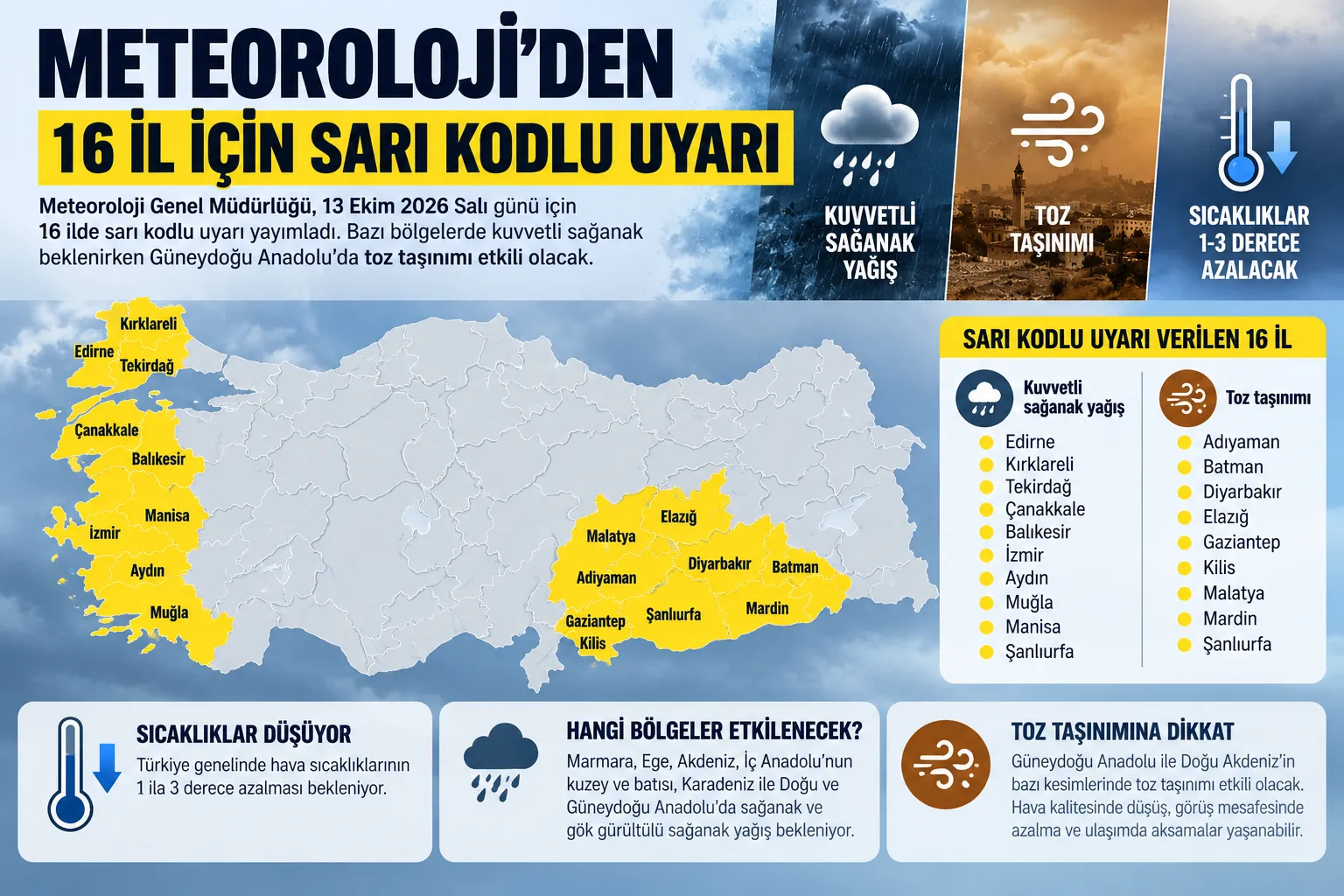 meteoroloji 16 il sari kodlu uyari infografik
