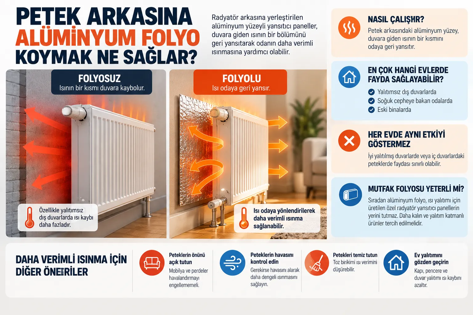 petek arkasina aluminyum folyo isi tasarrufu