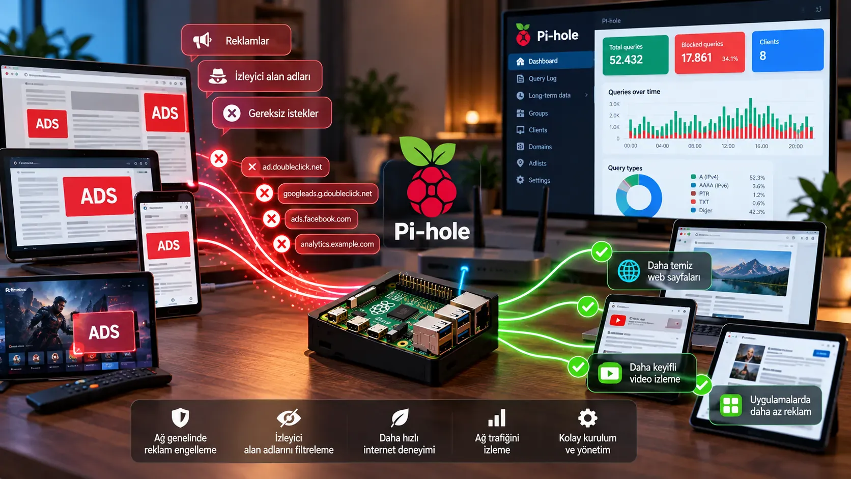raspberry pi pi hole ev agi reklam engelleme 1