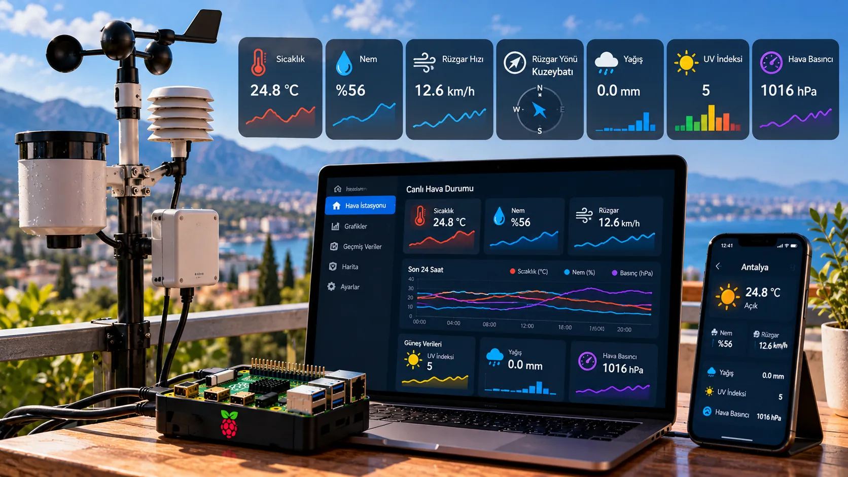 raspberry pi sensorlu hava durumu istasyonu