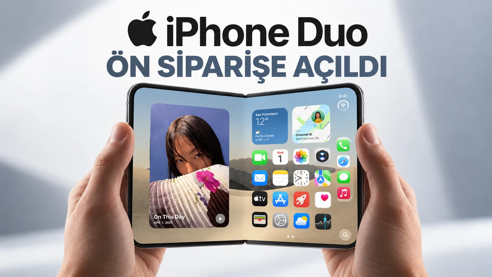 Apple iPhone Duo katlanabilir telefonun tasarımı