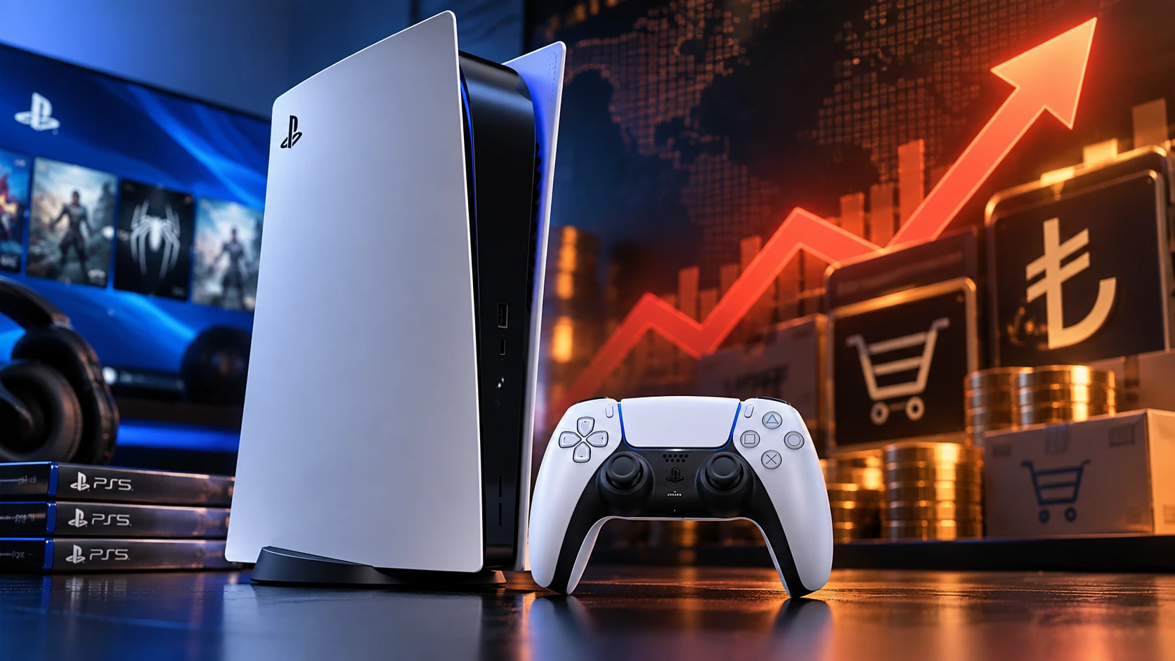 Türkiye’de yükselen PlayStation 5 ve PS5 Pro fiyatlarını gösteren oyun konsolu